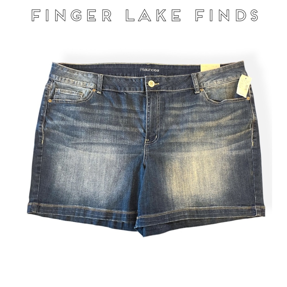 NWT Maurices Dark Blue Stretch Jean Shorts, 24W